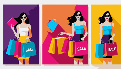 Stylish_Woman_Shopping_Spree_Colorful_Sale_Bags_Trendy_Fashion_Illustration_Retail_Therapy_Bargain_Hunter_Design_Graphics_Artwork
