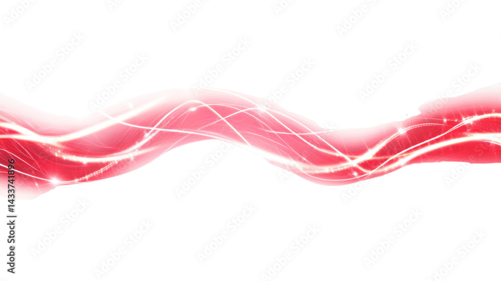 Poster Crimson energy wave with luminous streams, a dynamic abstract design element on transparent background
