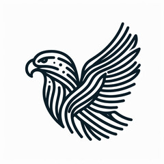 A minimalist, decorative, line art graphic of an eagle in flight.