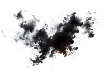 A cloud of dark and light smoke billowing against a stark transparent background in a studio shot png