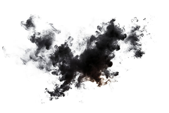 A cloud of dark and light smoke billowing against a stark transparent background in a studio shot png