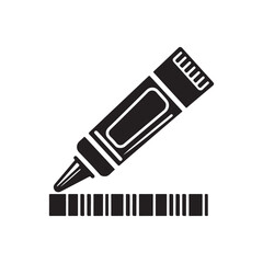 Glue Stick Silhouette Vector Illustration, Solid White Background.