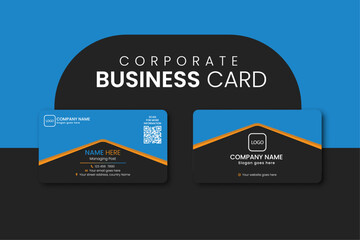 Corporate creative double-sided business card design template, corporate visiting card.  Horizontal layout. Vector illustration. Business Card Layout.

