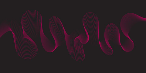 Modern multicolor gradient flowing wave lines, Parallel lines of vibrant color, Stylized line art background, curving and wavy gradient lines against a black background.	