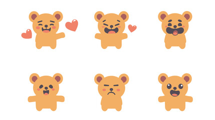 Obraz premium Cute Little Bear with Nine Grid Emoji – Vector Graphic Design