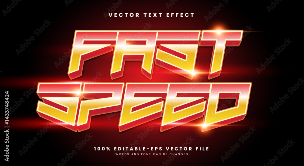 Poster fast speed 3d editable text effect template suitable for champion style