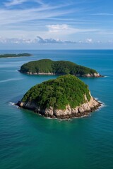 Fototapeta premium an aerial view of a small island in the middle of the ocean