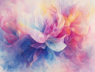 Fototapeta premium Abstract watercolor floral painting with soft pastel colors blending seamlessly as a beautiful artistic background for design and creative projects