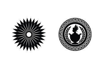 Vector Illustrations With Floral And Ancient Greek Motifs In Black And White