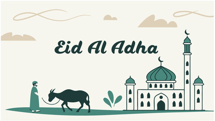simple eid al adha calligraphy banner