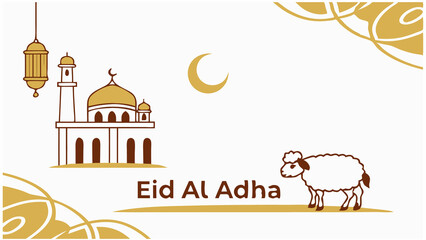 simple eid al adha calligraphy banner