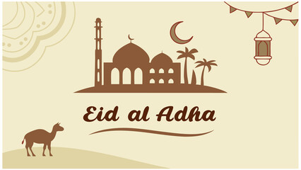 simple eid al adha calligraphy banner