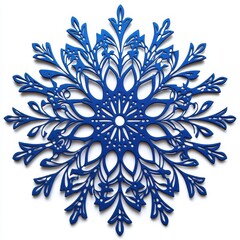 Intricate Blue Snowflake Table Mat Design on White Background