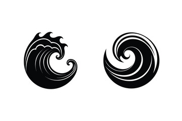 Two Unique Black Wave Illustrations On A Clean White Background Template