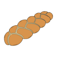 kids drawing Vector illustration braided bread flat cartoon isolated