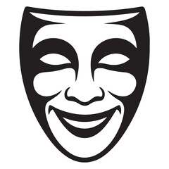 mask one line Vector Black silhouettes design element. with white background