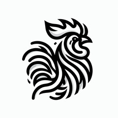 Fototapeta premium A simple black and white vector graphic of a rooster.