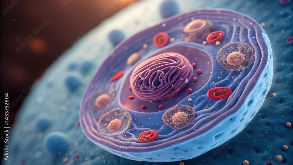 Poster detailed illustration of cell showcasing its structure, including organelles and cellular components