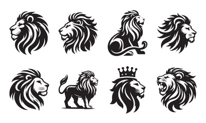 lion vector set silhouette design set