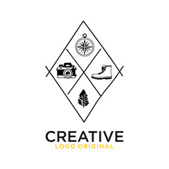 vintage camp labels. of hunting logo, labels and design elements. Hunting, Camping and outdoor activity logo collection labels.