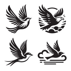 Bird silhouette logo vector in minimal modern style