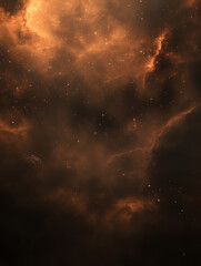 Fototapeta premium Stunning cosmic nebula with vibrant orange and dark cloud formations showcasing stars and deep space illuminated in a mesmerizing celestial display