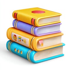 Colorful Stack of Textured Books on White Background