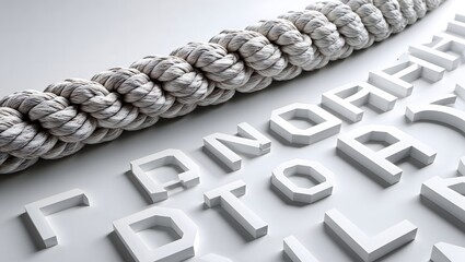 Isolated brown rope with a tied knot shows strong nautical texture on white