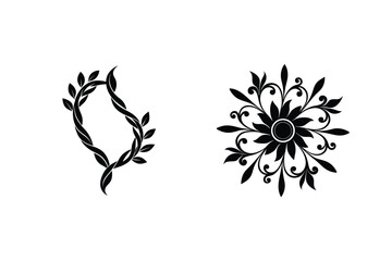 Ornate Black Silhouette Design Elements For Decoration And Vintage Style Illustrations