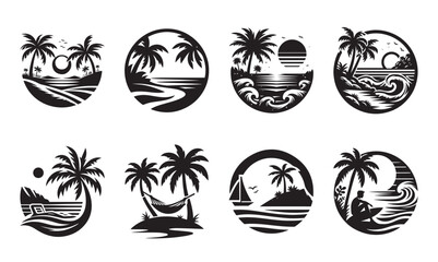 Tropical Beach Vector logo and icon