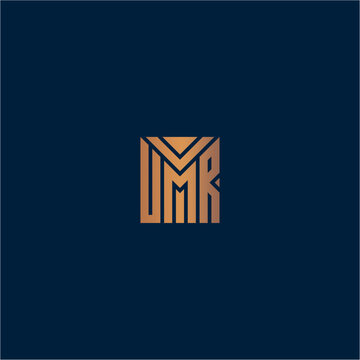 monogram logo with the letters UMR on a blue background