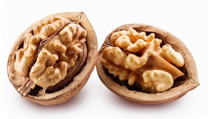 Fototapeta premium walnut opened isolated on white clipping path