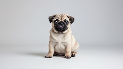 Small Pug Puppy with Wrinkled Face
