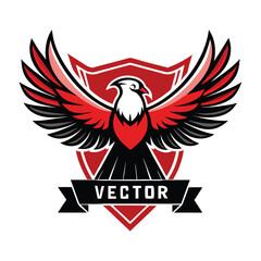 Obraz premium vector logo eagle with Indonesian flag below.