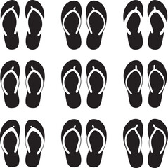 Nine Pairs of Black Flip Flops Summer Footwear Collection