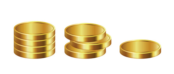 Stack of gold coins. Vector 3D illustration isolated on white background.