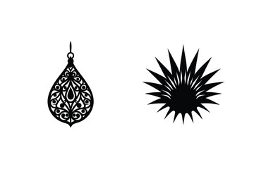 Ornate Earring Teardrop Shape With Decorative Radial Element Vector Graphics