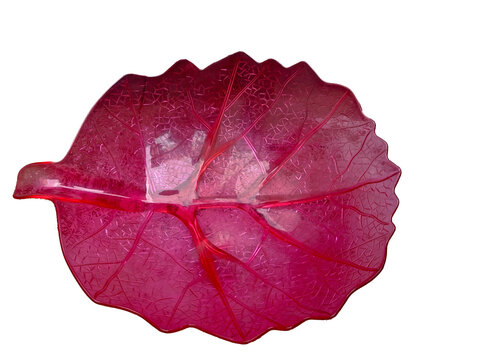 pink leaf shaped bowl isolated on transparent background
