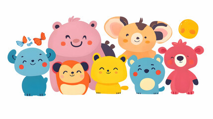 Fototapeta premium Cheerful Cartoon Animal Party
