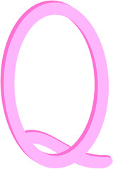 Lovely pink color and style of english alphabet capital letter Q.