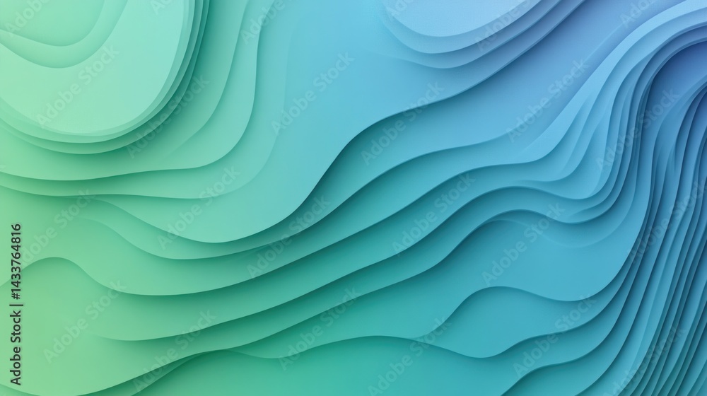 Poster abstract layered gradients of light teal and light blue colors, creating a textured topographic effe