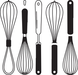 Collection of Whisk and Spatula Kitchen Utensils