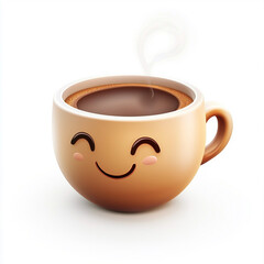 Hot cup of coffee emoji, isolated on white background