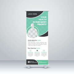 Medical rollup banner modern template Health care banner vector design