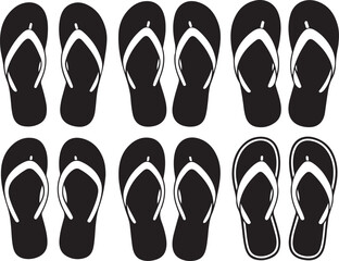 Collection of Black and White Flip Flop Icons