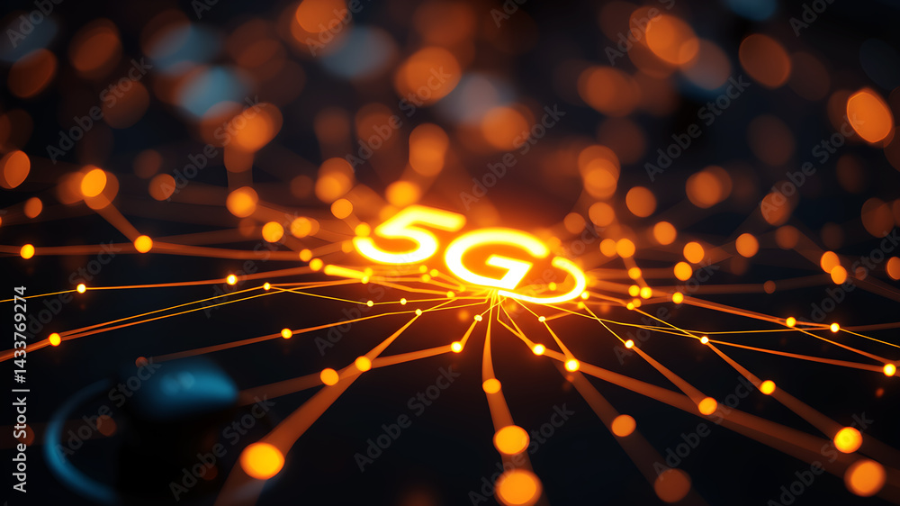 Aufkleber abstract 5g network concept with glowing lines and cloud connection