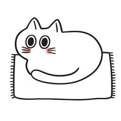 Cute cat cartoon digital line drawing element.