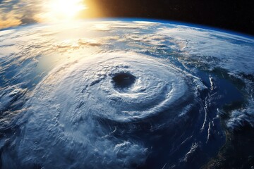 Satellite Hurricane Radar View over Earth Globe