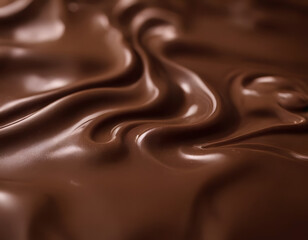 Fototapeta premium melted chocolate background, melted liquid chocolate texture. Background for banner, backdrop, or texture, copy space text
