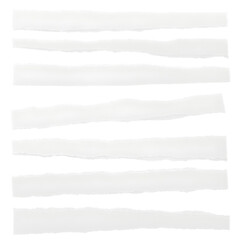 Obraz premium Set of white ripped papers torn edges strips isolated on transparent background